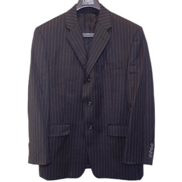 Vintage CHAPS Pinstripe Blazer Jacket Wool Suit Sport Coat Business Mens 40S - Picture 1 of 14